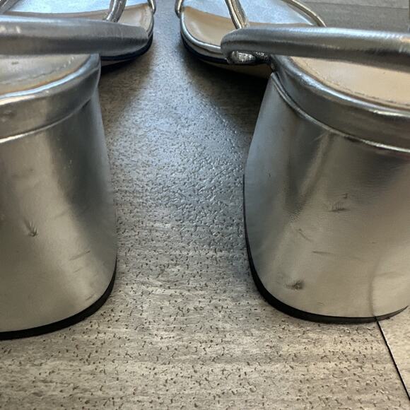 Marc Fisher Womens Silver Metallic Galvin Faux Leather Slingback Sandals Size 10 - Picture 5 of 7